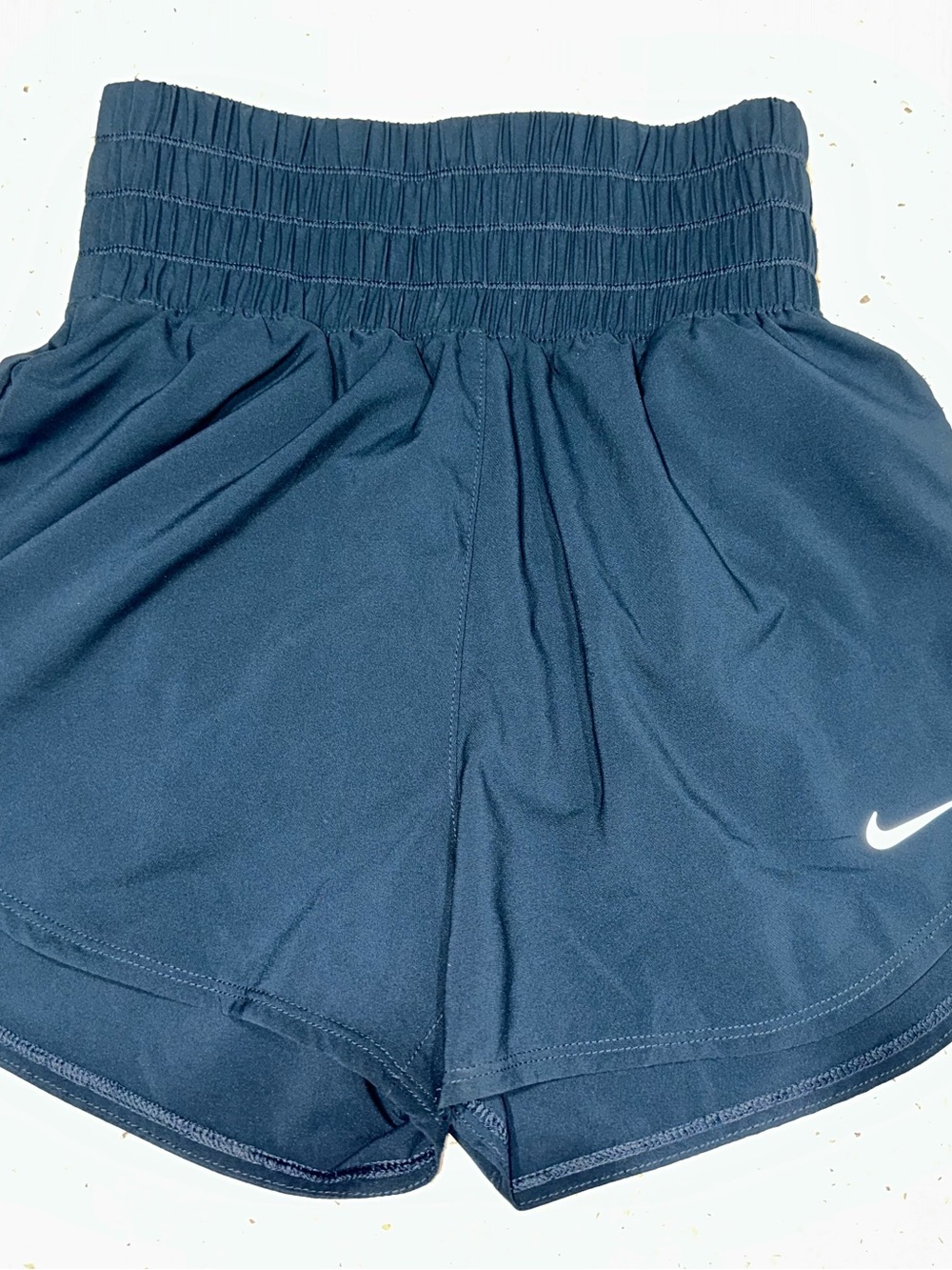 Nike Women's Navy Athletic Shorts with Elastic Smocked Waist